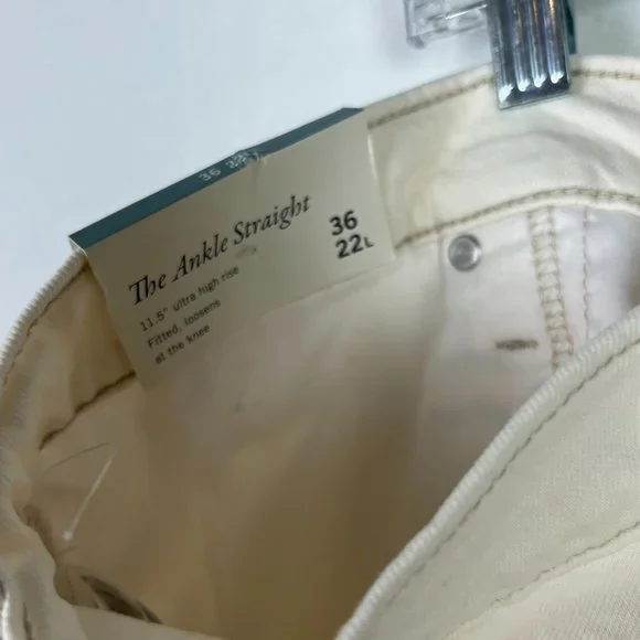 NWT Abercrombie & Fitch The Ankle Straight Ultra High Rise Cream Size 36 22 LONG - Picture 11 of 12